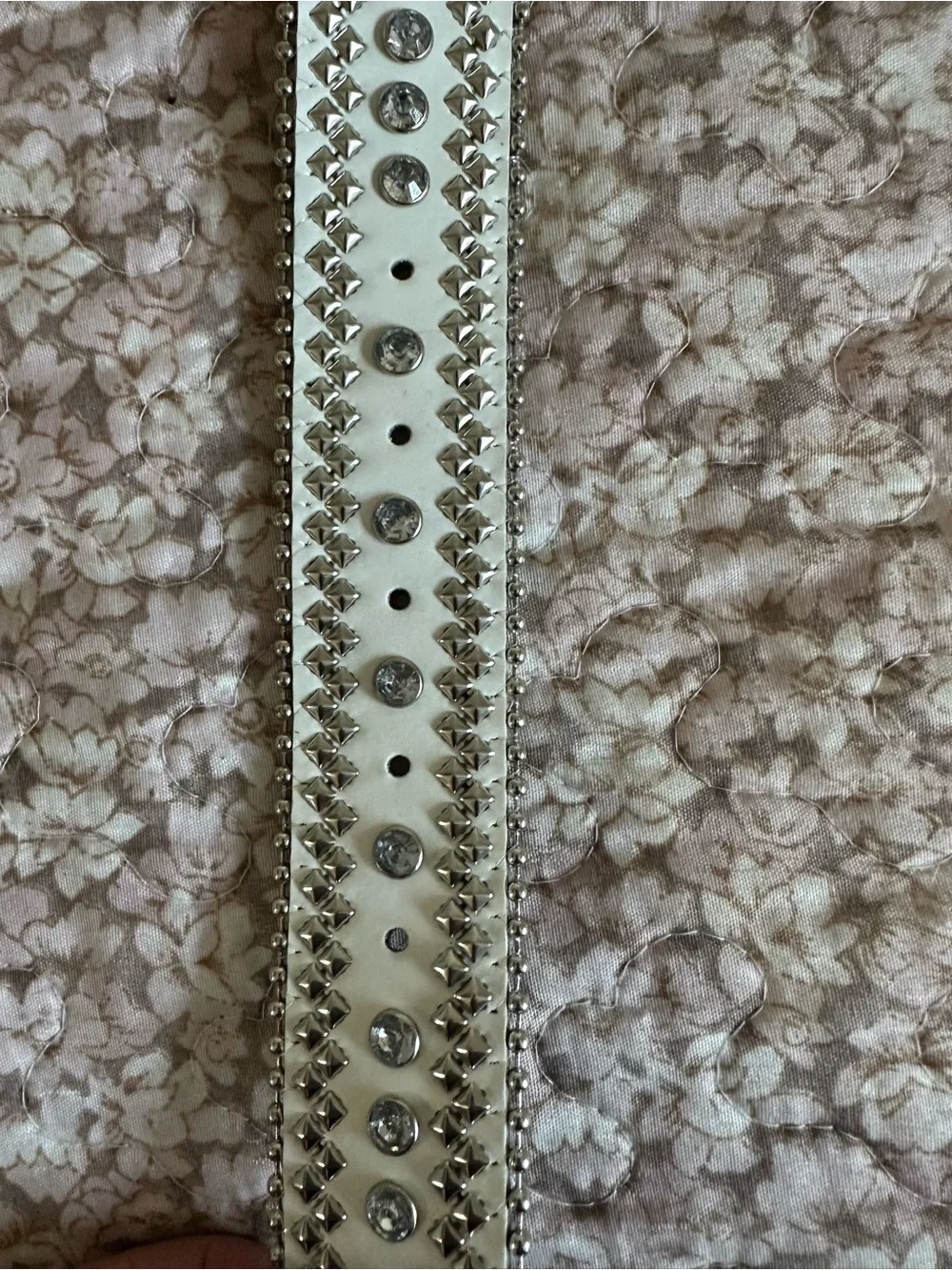 Rhinestone Embellished White Women's Belt